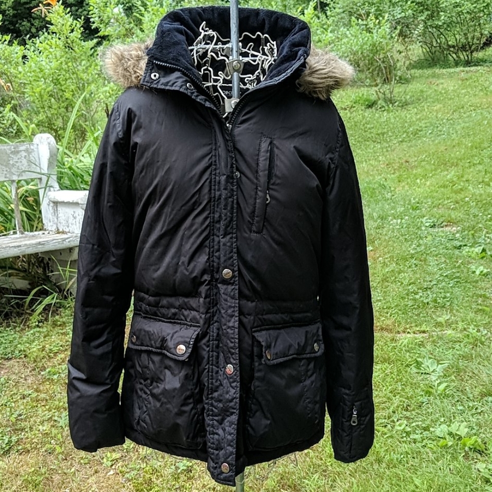 Donna Karan New York down parka with faux fur trim